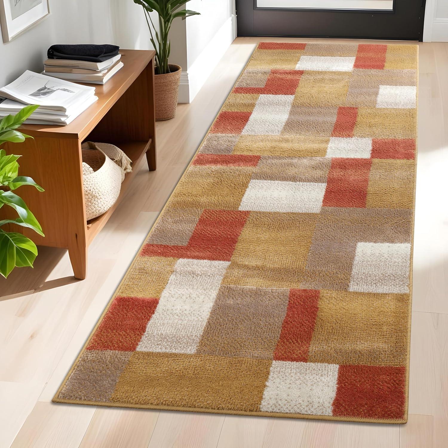 Superior Color Block Area Rug 5' x 8', Ginger