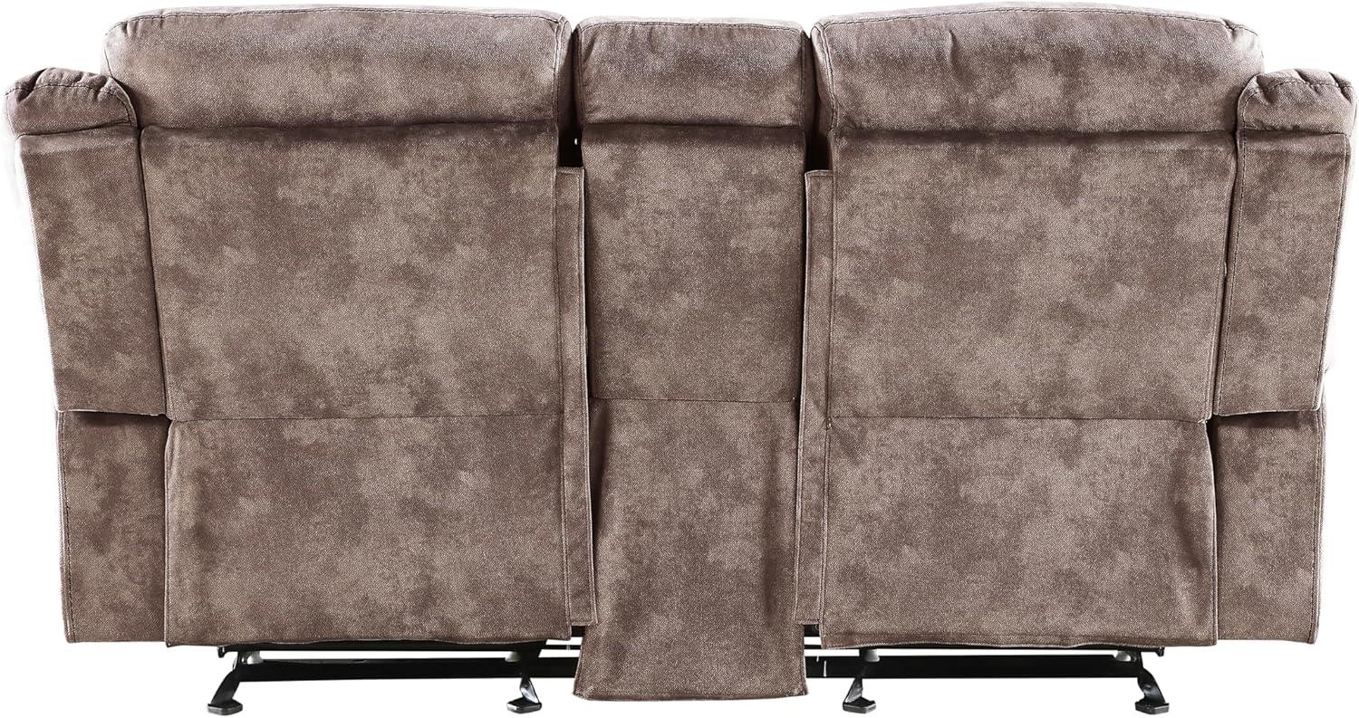 Gray Velvet Tufted Reclining Loveseat with Storage and Cup Holder