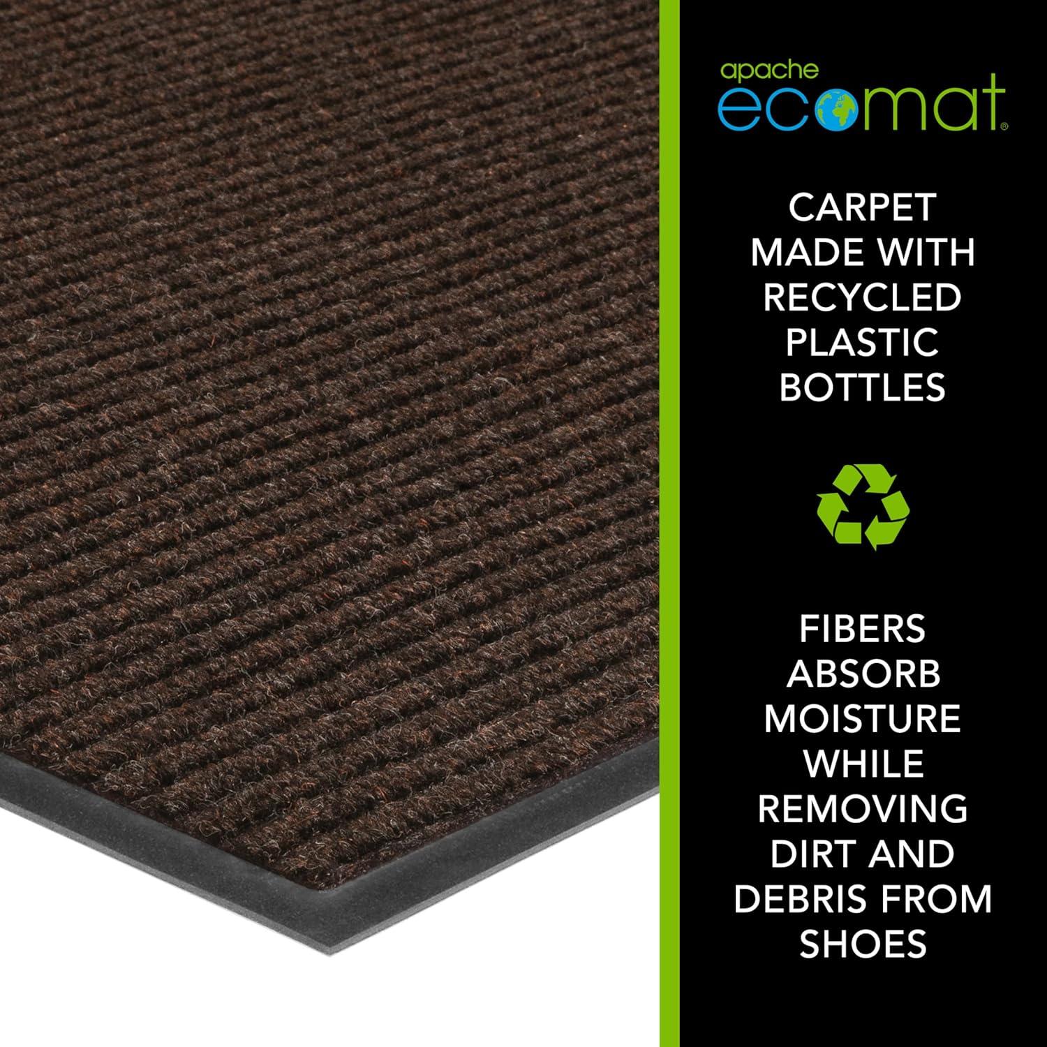 Apache Mills Apache Rib 3' x 5' Non Slip Dirt Trapping Stain Resistant Indoor/Outdoor Door Mat, Cocoa
