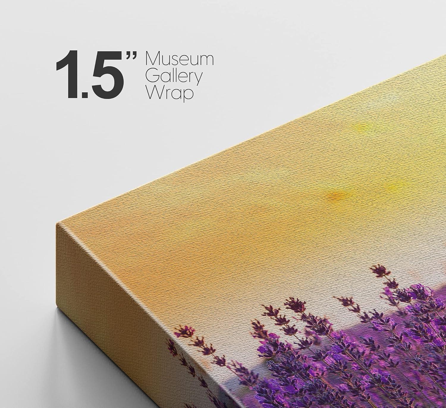 IDEA4WALL Flower Blossom " Lavender Flower Field At Sunset Floral Plants Photography Modern Art Rustic "