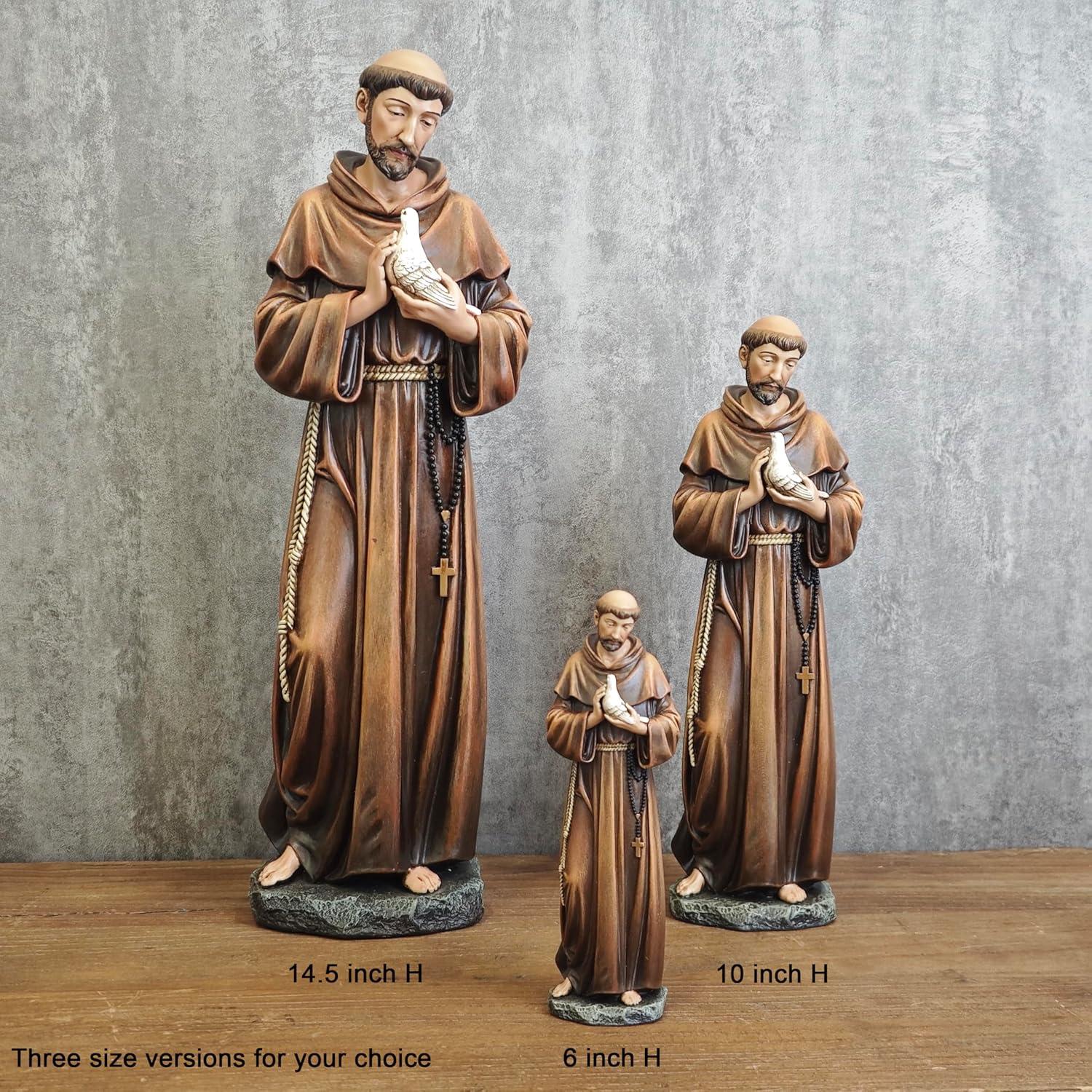 Hand-Painted Resin St. Francis Statue with Birds, 6.25"
