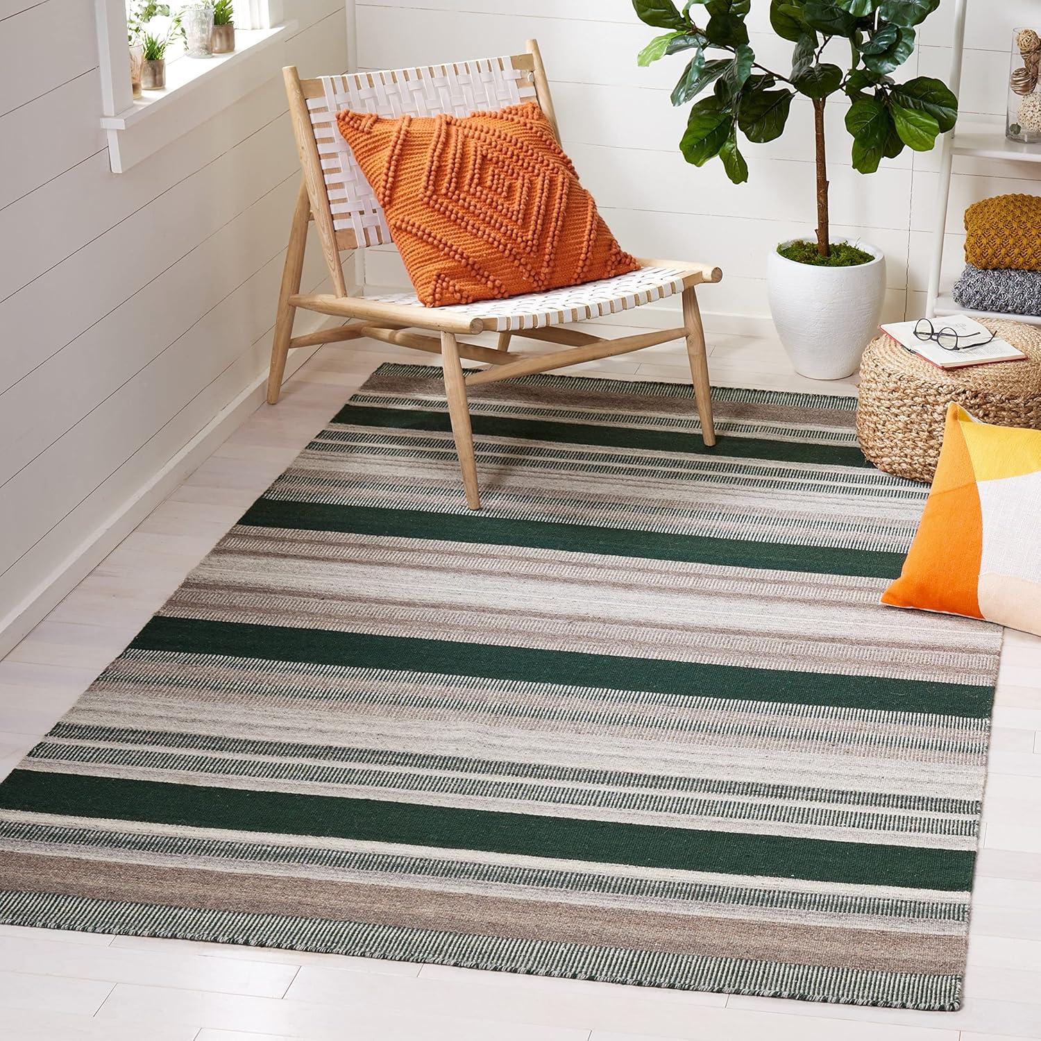 Dhurries DHU628 Hand Woven Area Rug - Natural/Black - 3'x5' - Safavieh.