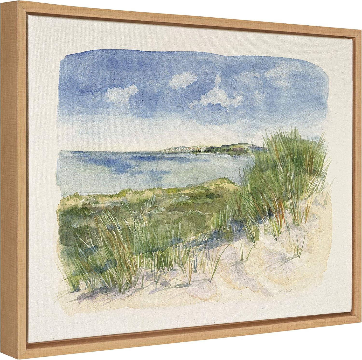 18" x 24" Sylvie by the Sea Framed Canvas by Patricia Shaw Natural - Kate & Laurel All Things Decor: Modern Vertical Wall Art