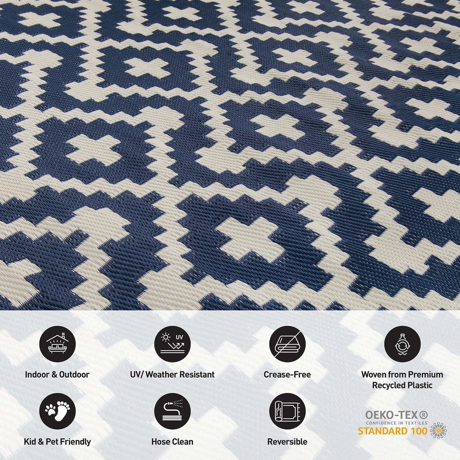 World Rug Gallery Trellis Geometric Reversible Plastic Indoor and Outdoor Rugs