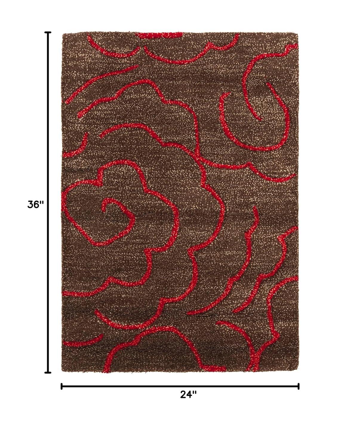 SAFAVIEH Soho Trinity Floral Wool Area Rug, Chocolate/Red, 2' x 3'