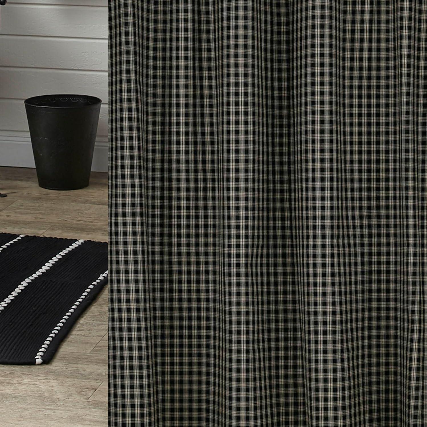 Sturbridge Black and Tan Plaid Cotton Shower Curtain