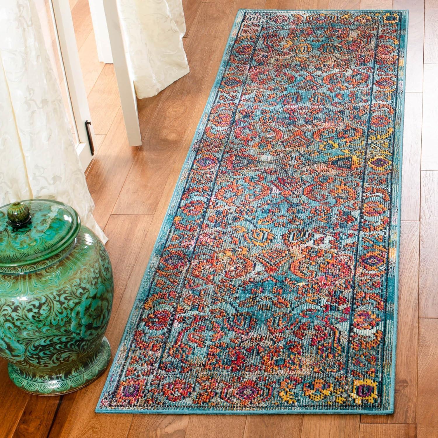 Crystal CRS515 Power Loomed Area Rug - Light Blue/Orange - 8'9"x11'9" - Safavieh.