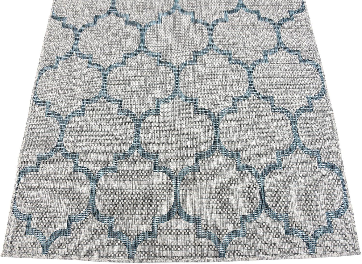 Unique Loom 4' 1 x 6' 1 Rectangle Indoor/Outdoor Trellis Gray Area Rug