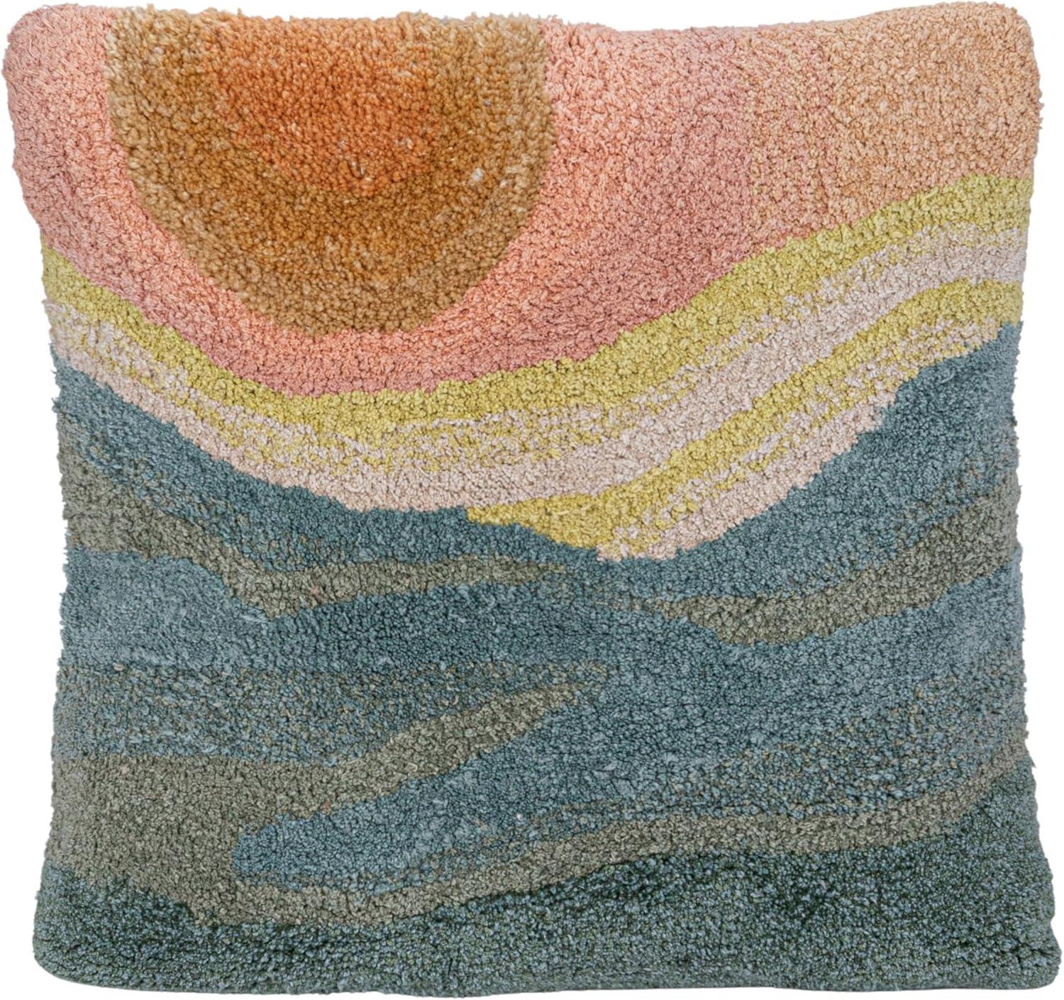 Multicolor Cotton Blend Tufted Abstract Square Pillow