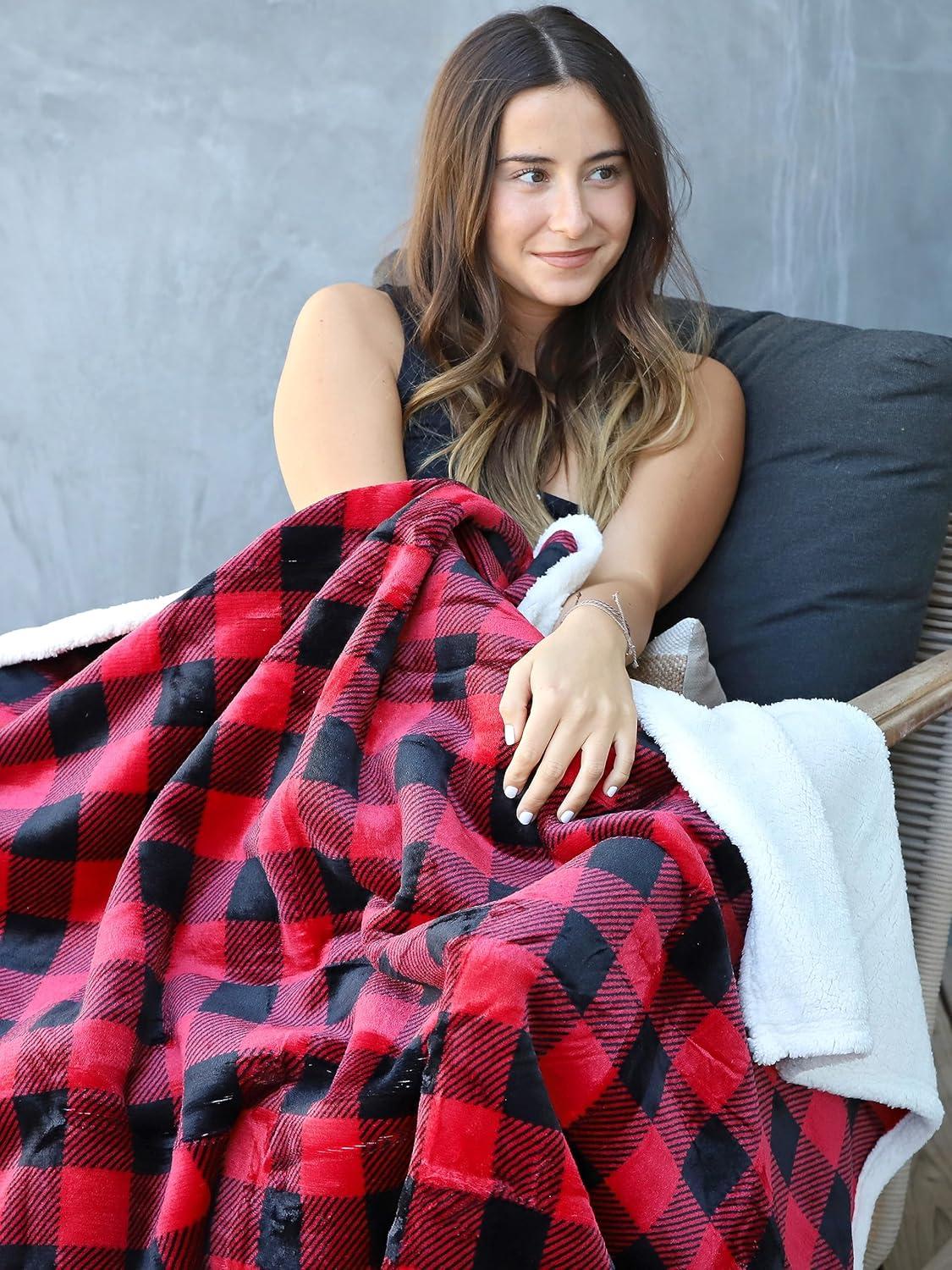 Tirrinia Red Buffalo Plaid Fleece Throw TV Blanket 50" x 60", Super Soft Warm Comfy Plush Fleece Bedding Couch Cabin Throw Blanket