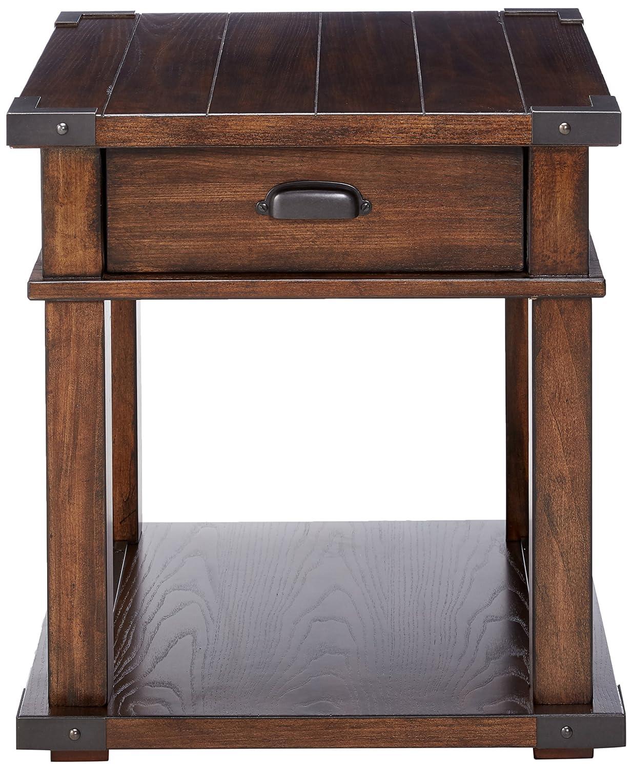 Progressive Furniture Landmark Rectangular Wood End Table in Walnut Brown