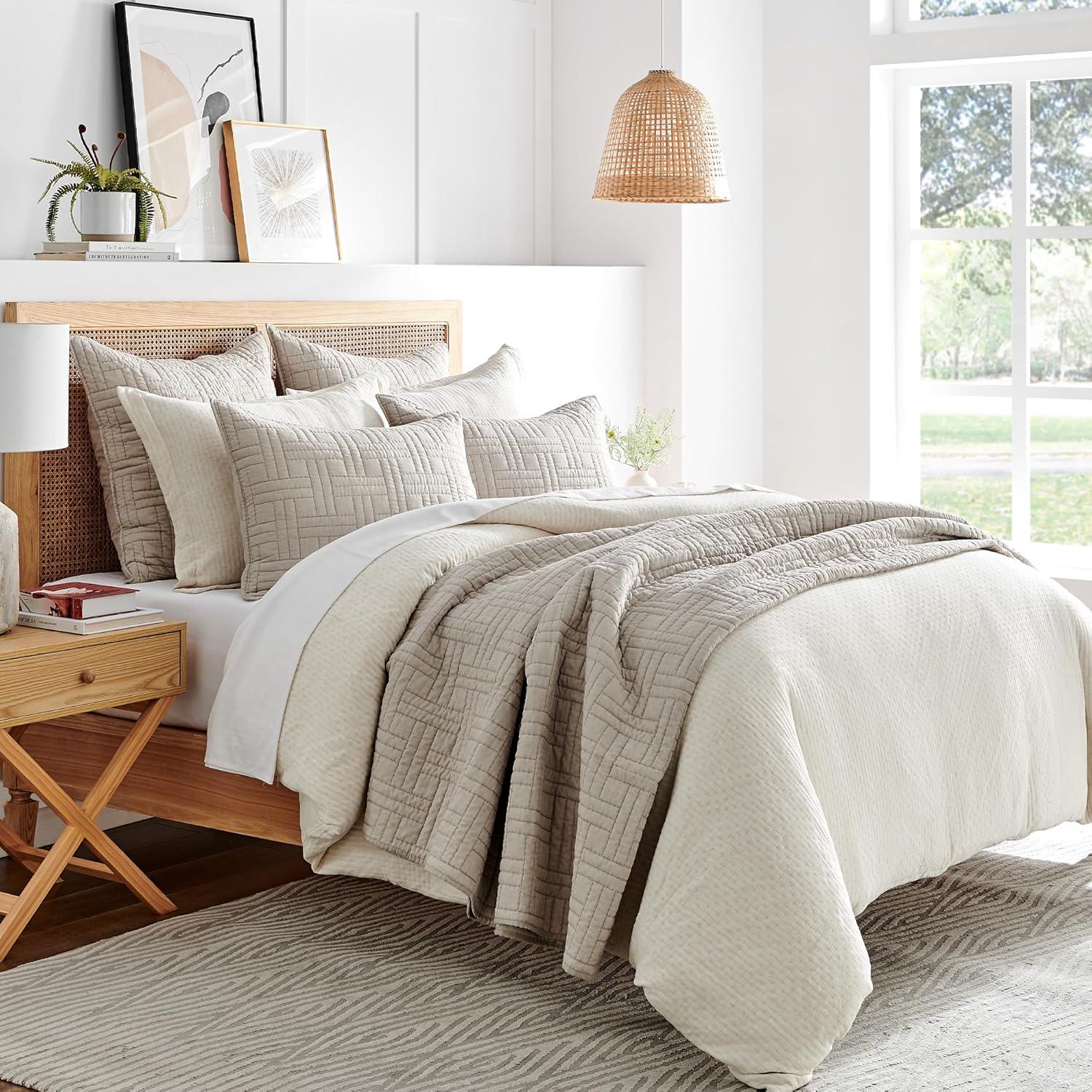 Melange Stitch White Euro Sham Set of 2 - Levtex Home