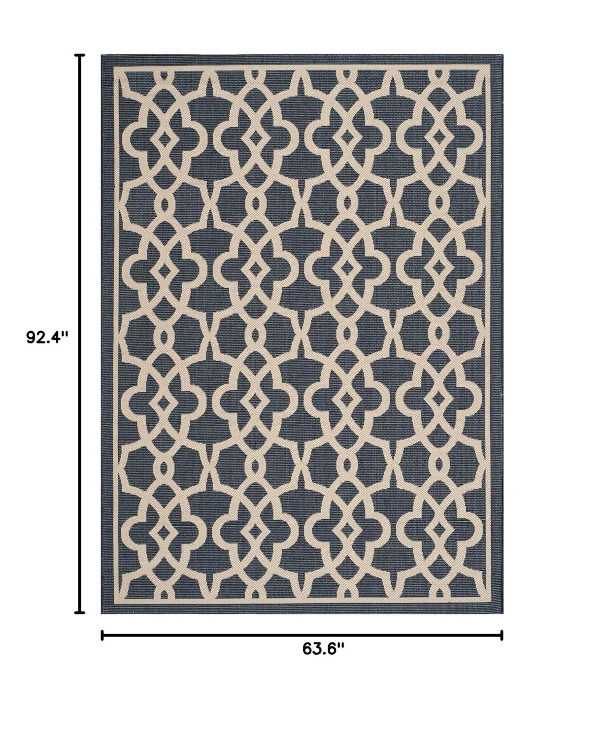 Courtyard CY6071 Power Loomed Indoor and Outdoor Area Rug - Navy/Beige - 5'3"x7'7" - Safavieh