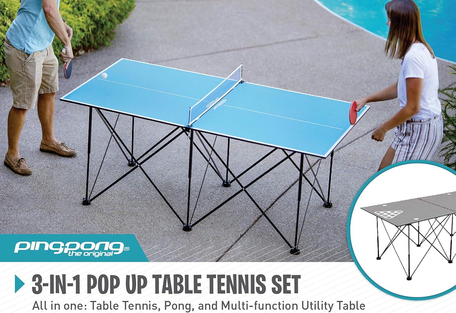Ping-Pong Pop up Foldable Indoor Table Tennis Table with Paddles and Balls (19mm Thick)