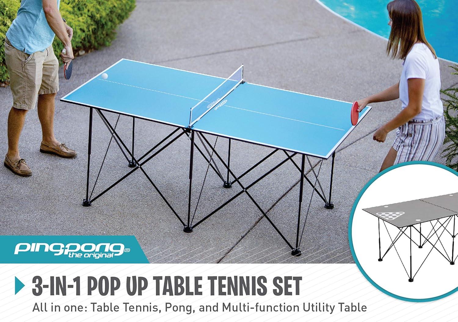 Ping-Pong Pop up Foldable Indoor Table Tennis Table with Paddles and Balls (19mm Thick)