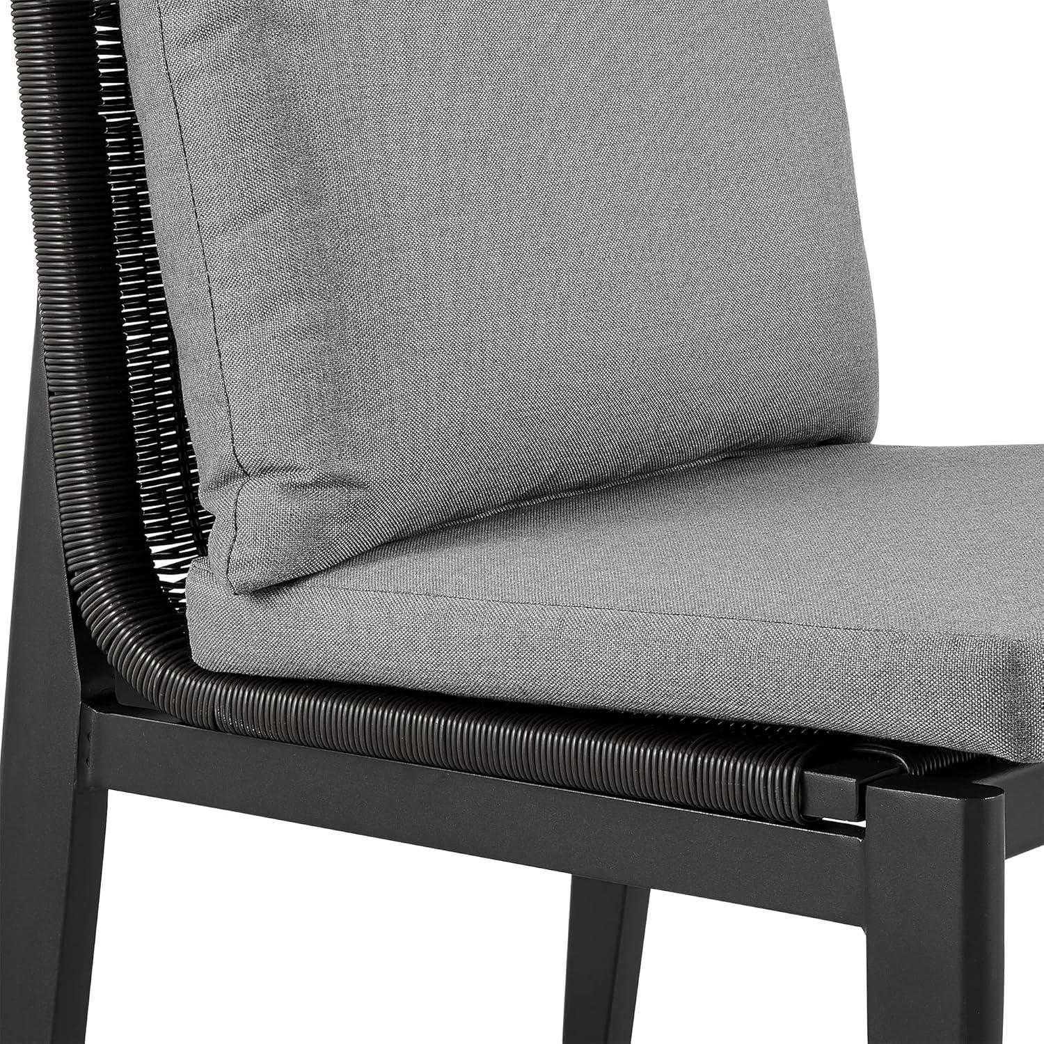 Armen Living Cayman 19" Aluminum Outdoor Dining Chair in Gray (Set of 2)