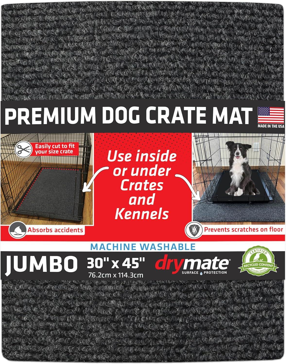 Drymate Premium Dog Crate Mat Liner, Absorbent, Waterproof, Non-Slip, Washable Puppy Pee Pad For Kennel Training - Use Under Pet Cage to Protect Floors, Cut To Fit Design (Charcoal)(30”x45”)