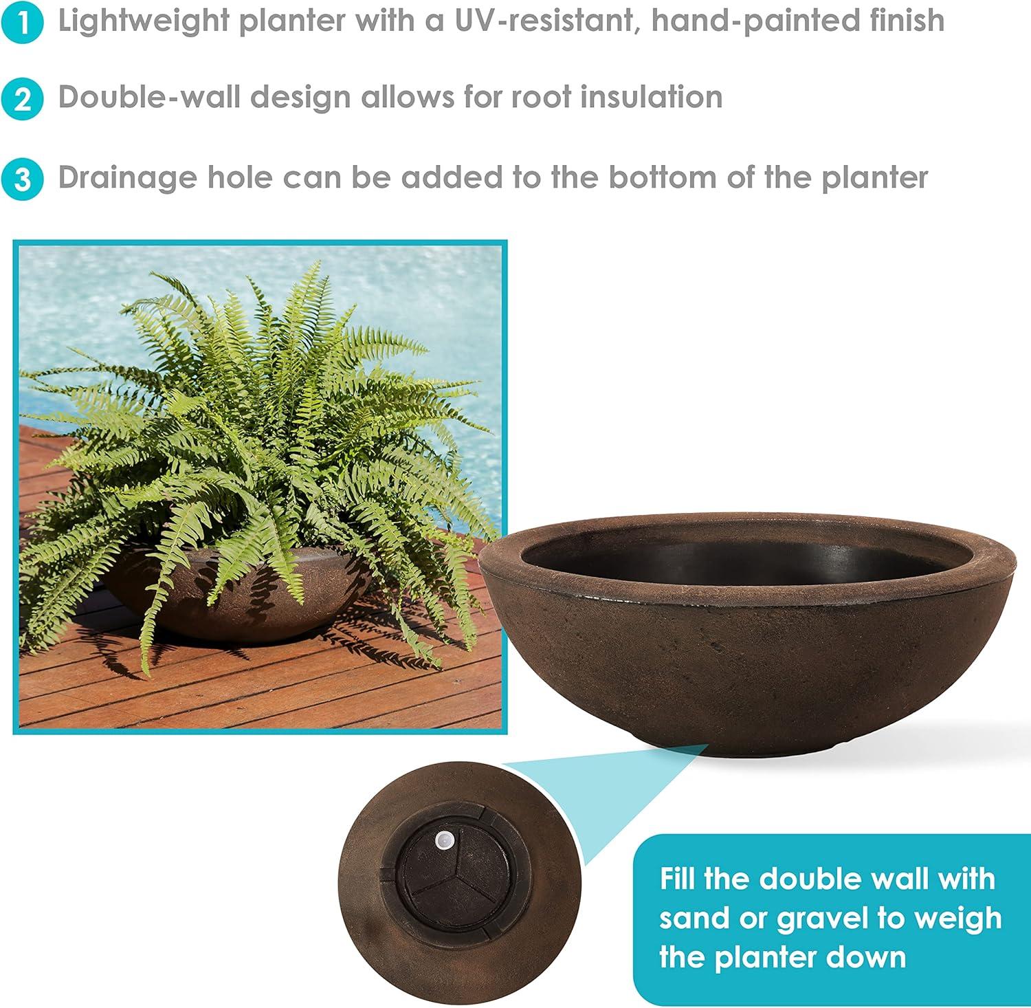 Sunnydaze Weather-Resistant Polyresin Double-Walled Percival Outdoor Flower Pot Planter - 20.75"