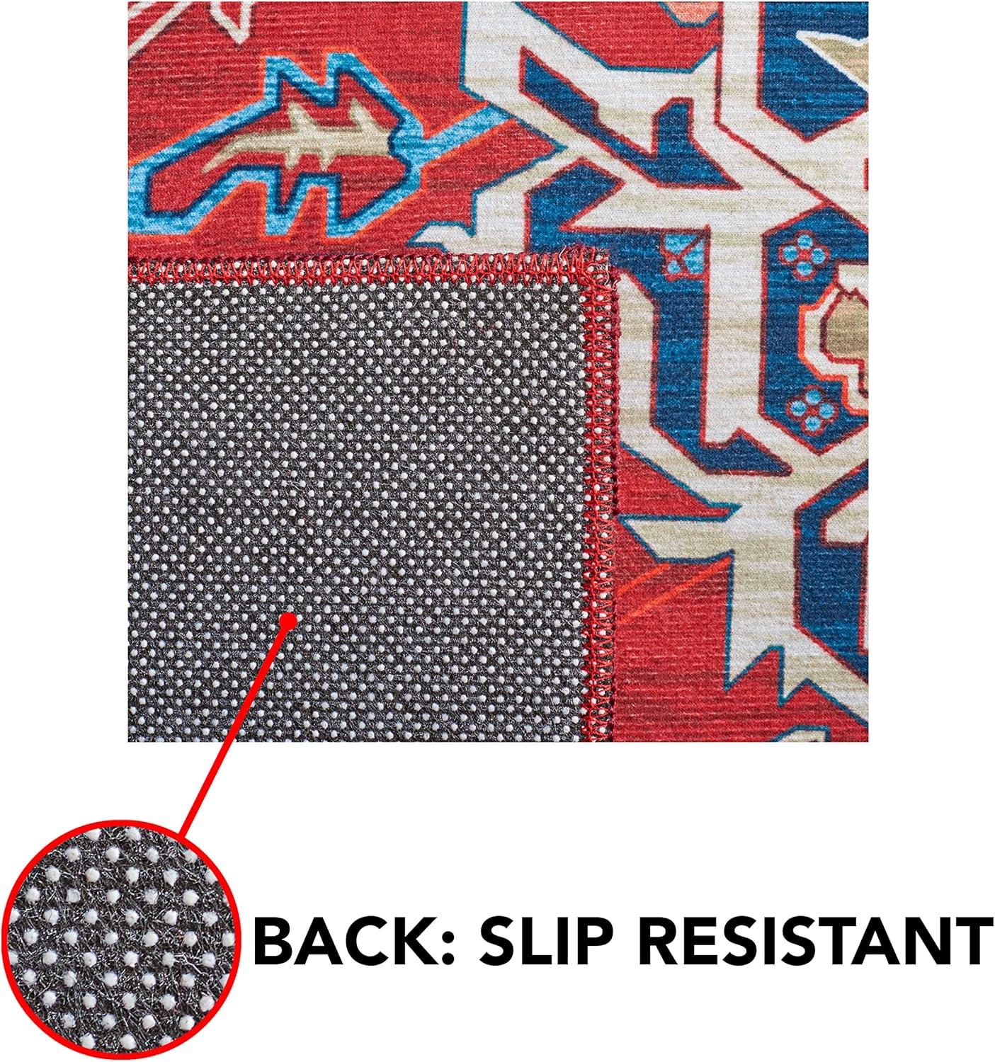 Tucson Vintage Persian TSN101 Power Loomed Machine Washable Skid-Resistant Indoor Area Rug - Red/Blue - 6'x9' - Safavieh