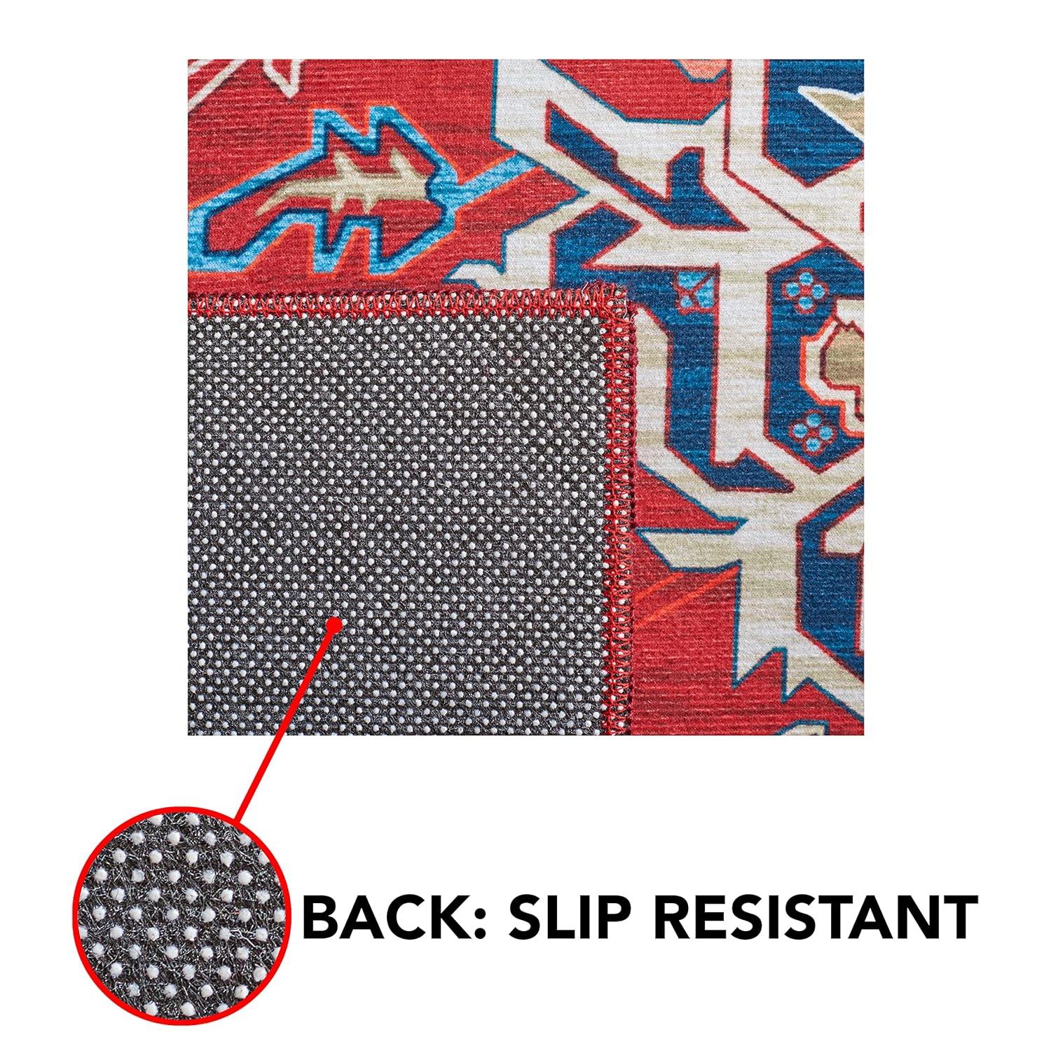 Tucson Vintage Persian TSN101 Power Loomed Machine Washable Skid-Resistant Indoor Area Rug - Red/Blue - 6'x9' - Safavieh