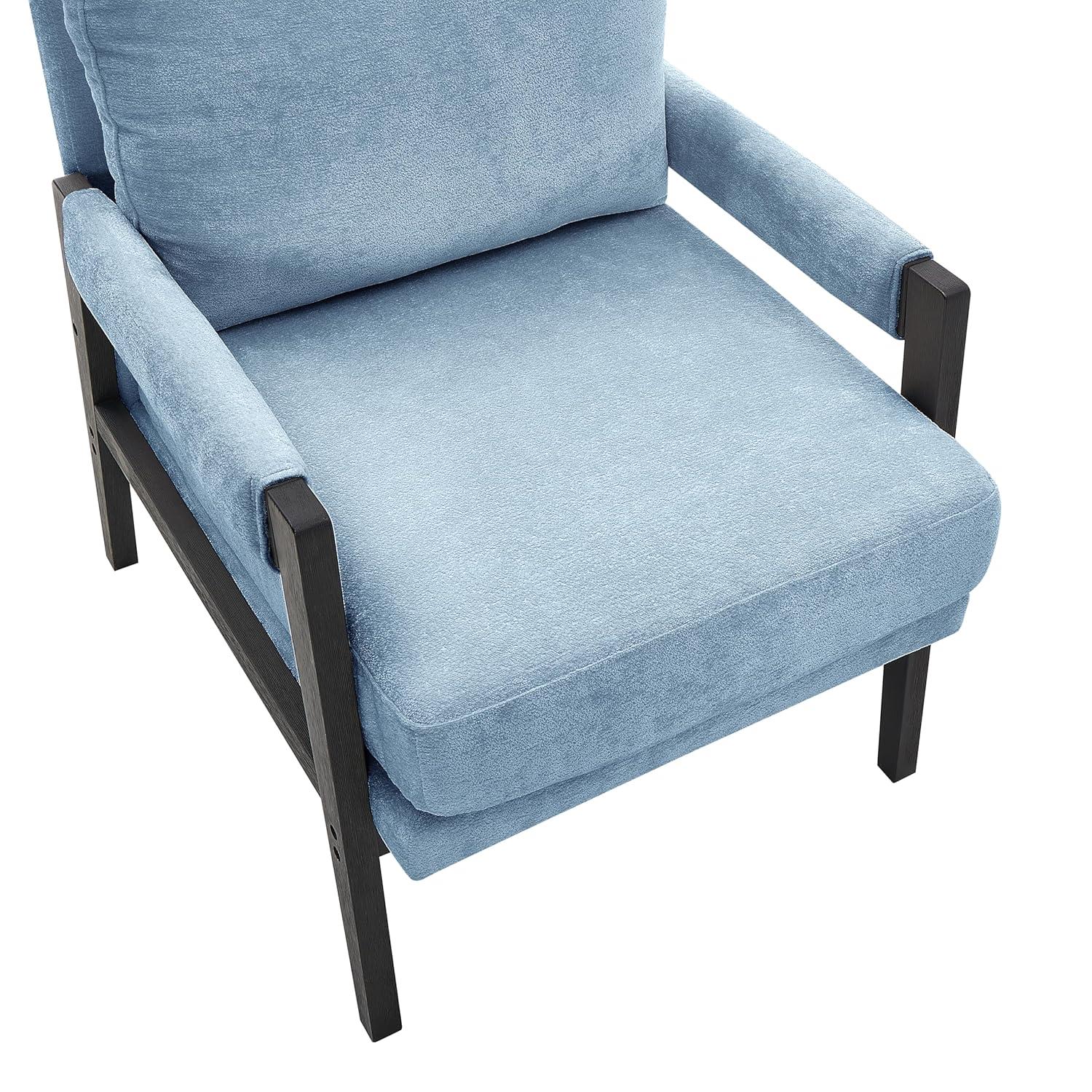 Roundhill Furniture Kelly Mid-Century Modern Chenille Upholstered Accent Armchair Blue