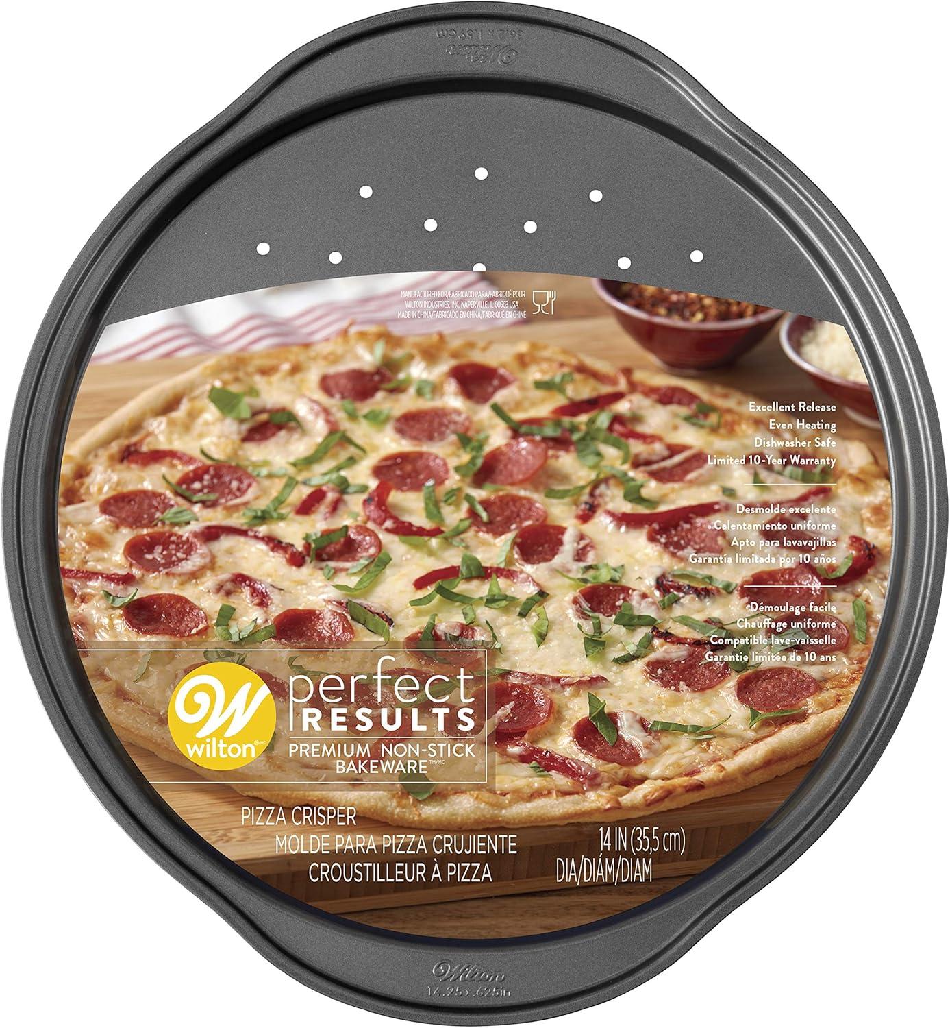 Wilton 14-Inch Non-Stick Pizza Crisper Pan with Handles