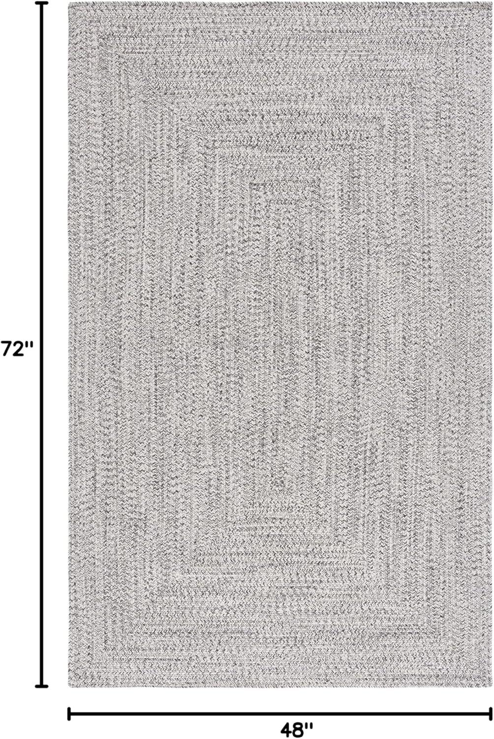 Reversible Handmade Braided Grey/Ivory Area Rug 4' x 6'