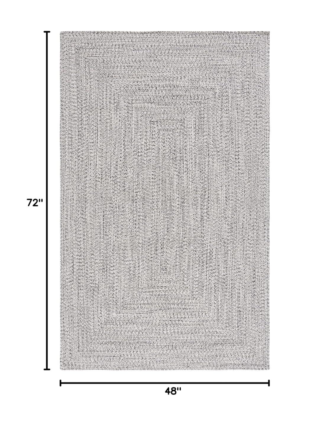 SAFAVIEH Braided Gino Distressed Machine Washable Reversible Area Rug, Grey/Ivory, 4' x 6'