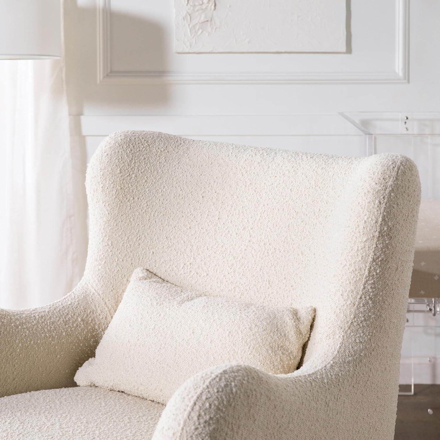 Babyletto x Nursery Works Solstice Ivory Boucle Nursery Glider Chair with Ivory Wood Base