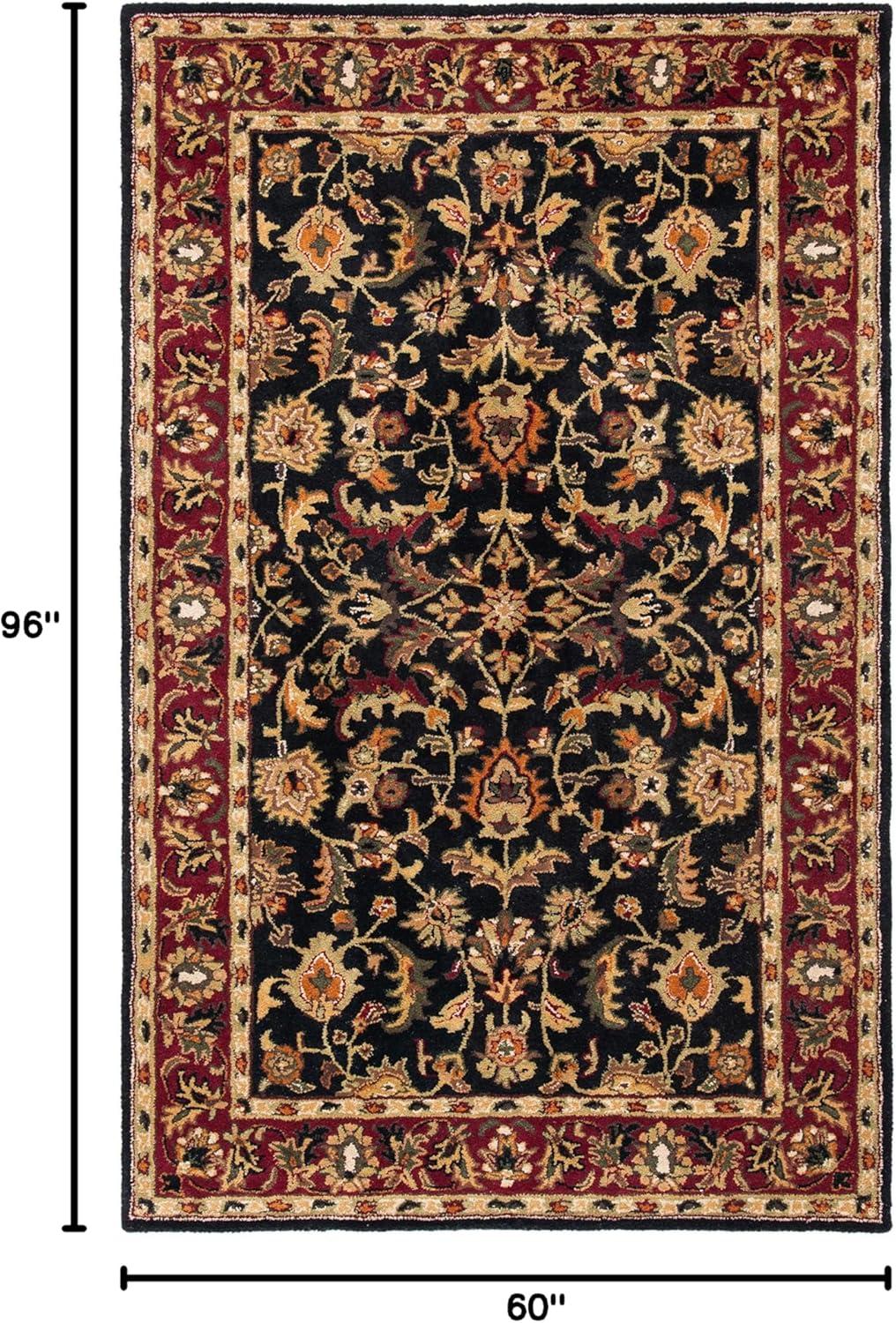 Hand-Tufted Black and Red Wool Area Rug, 5' x 8'