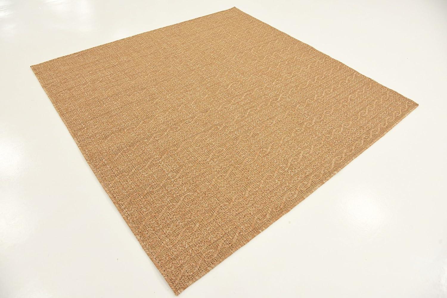 Unique Loom 6' 1 x 6' 1 Square Light Brown Outdoor Modern Links Area Rug