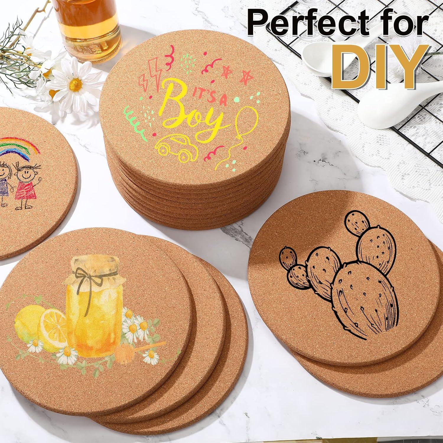 Panitay 24 Pc Cork Trivet - 8 Inch Thick Cork Coasters for Hot Dishes & Pots; Heat Resistant