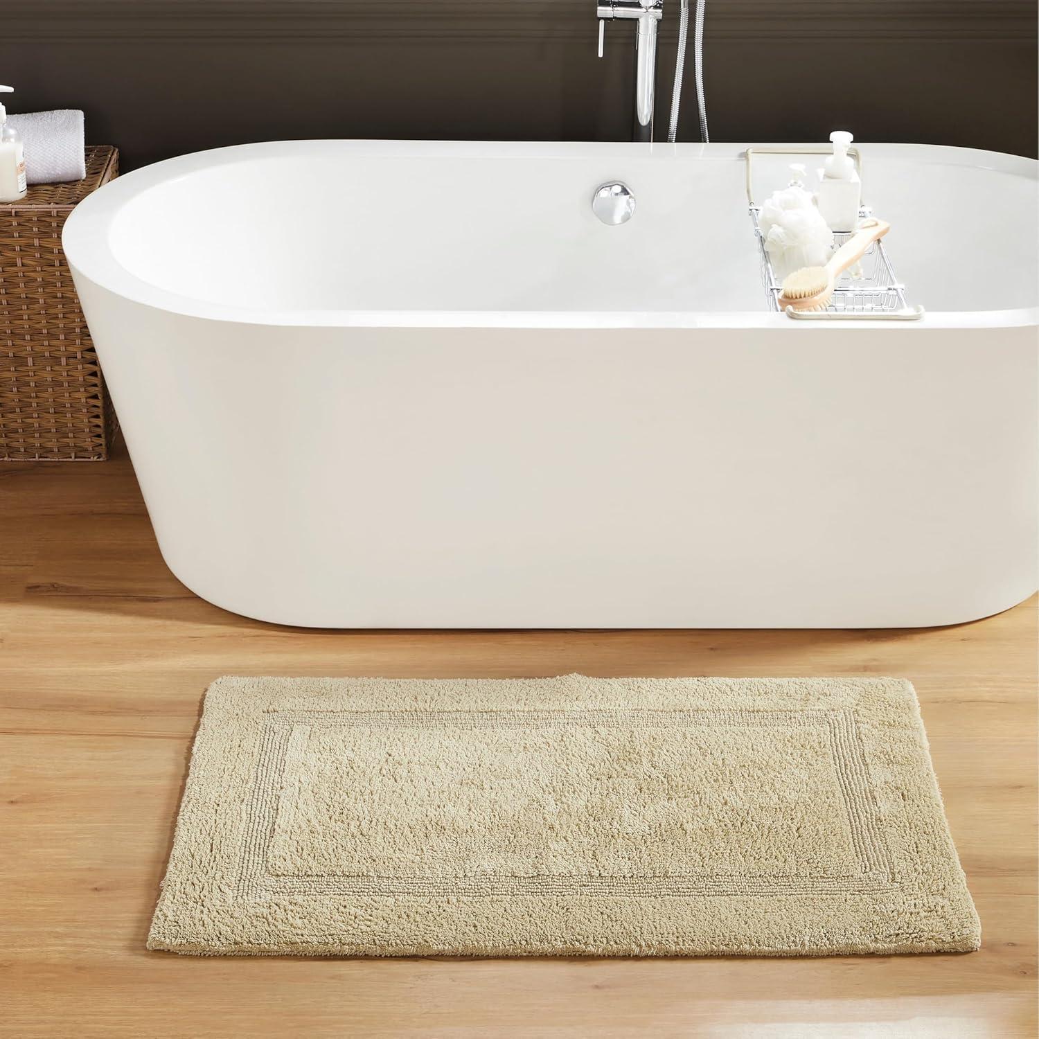 Better Trends Lux 100% Cotton Tufted Solid Reversible Bath Rug 24" x 40" Rectangle - Sand