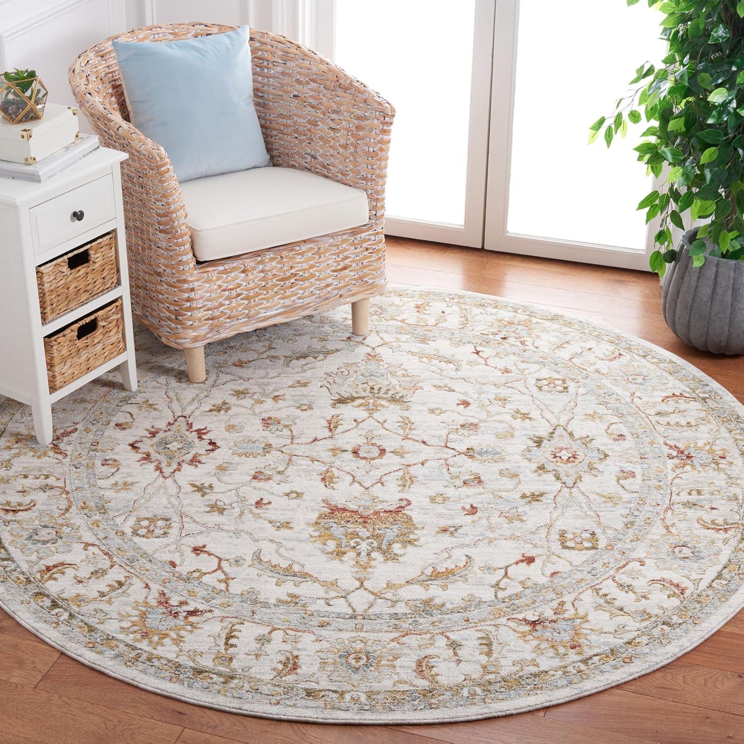 Hamilton HLT114 Power Loomed Area Rug - Ivory/Rust - 4'x6' - Safavieh.