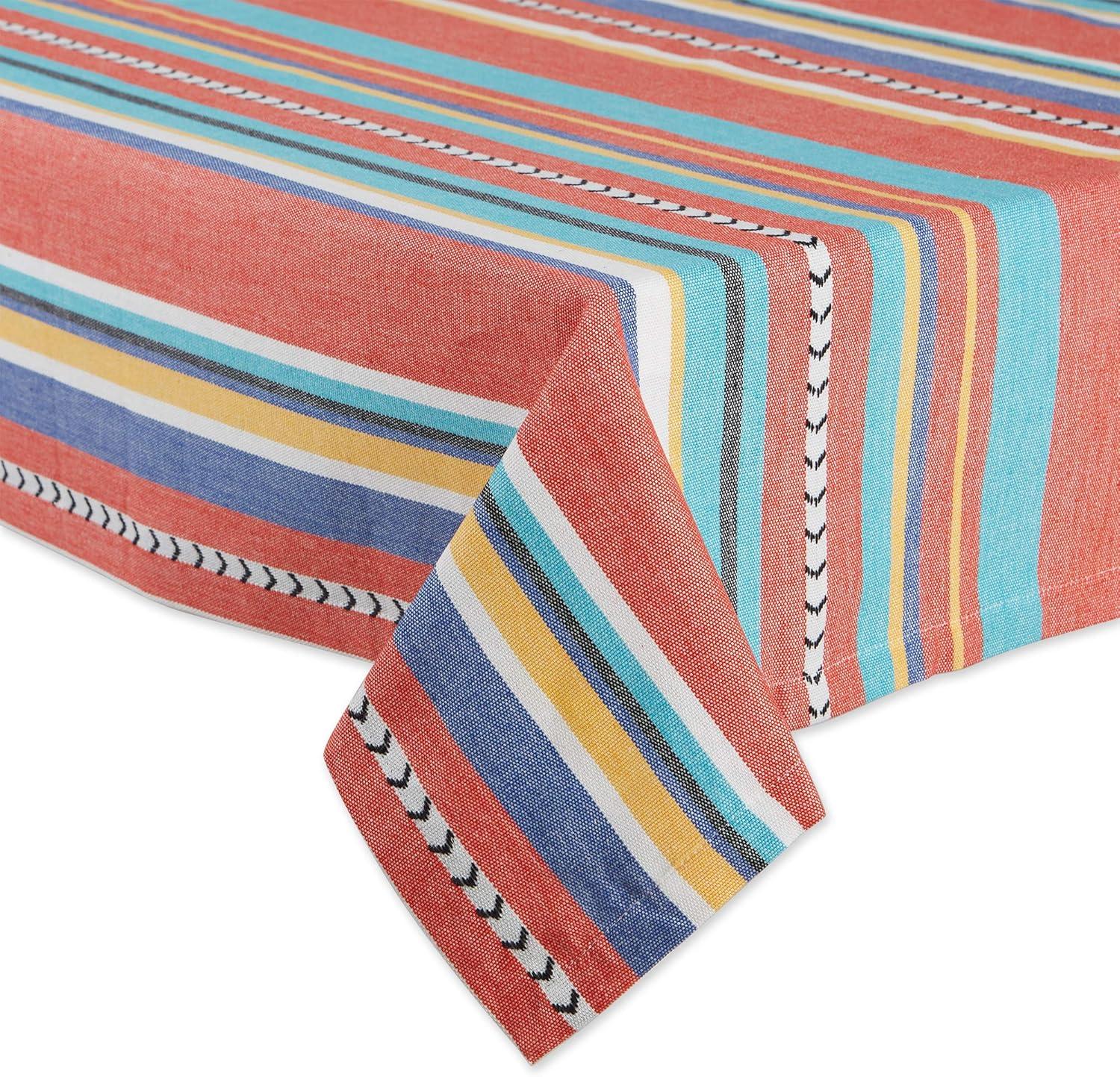 Verano Stripe Multicolor Cotton Square Tablecloth, 52x52