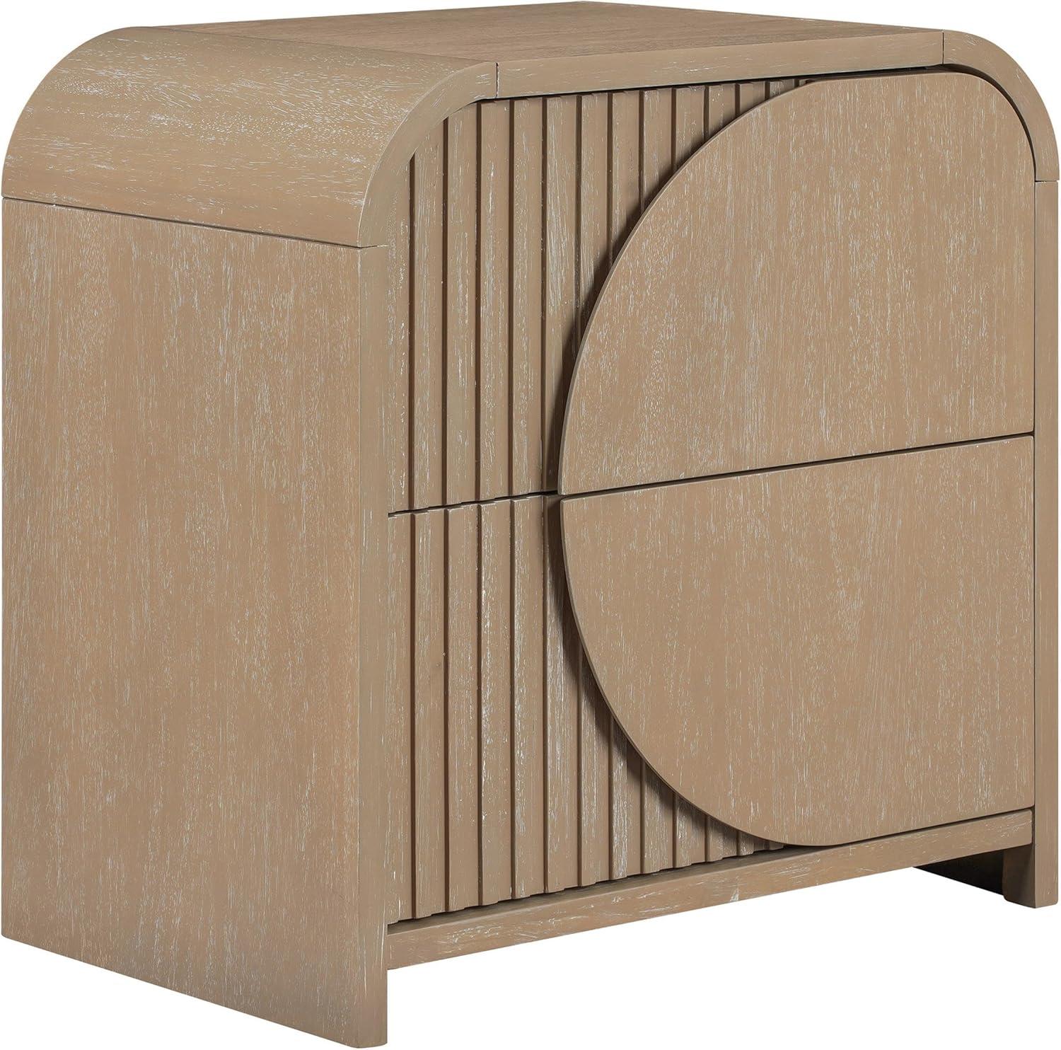 Furniture of America Tissen Modern Solid Wood 5-Piece Queen Bedroom Set with USB Ports, Reeded Panels, Curved Edges and Beveled Mirror, Box Spring Needed, Natural