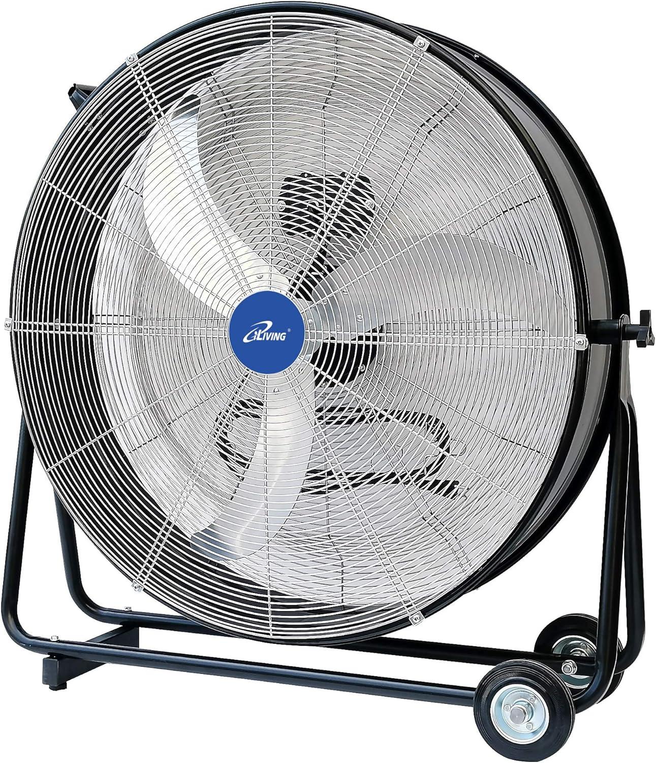 iLIVING 30 Inches High Velocity Drum Fan Industrial, Commercial, (Residential) Air Circulator for Garage, Shop, Patio, Barn, Greenhouse, Speed Control 8300CFM, UL Listed