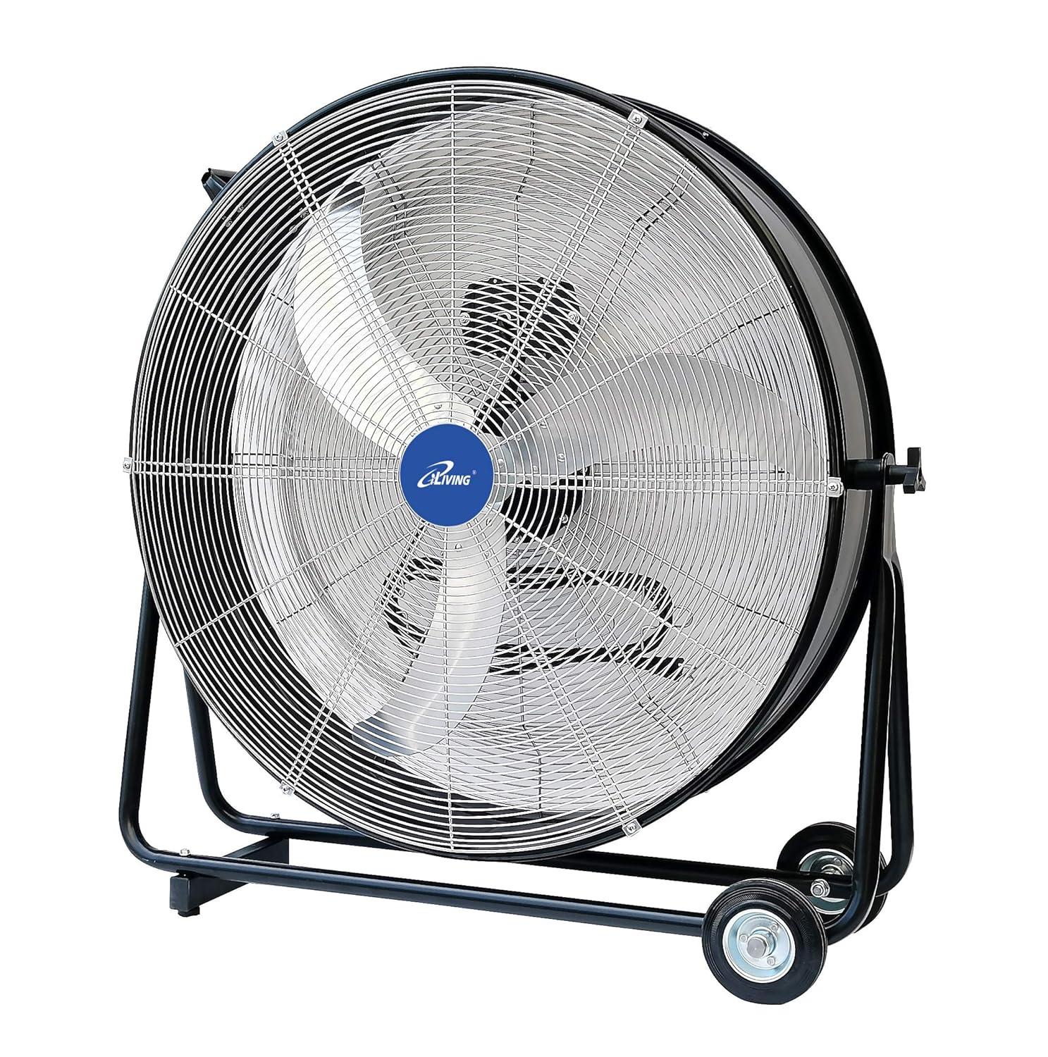 iLIVING 30 Inches High Velocity Drum Fan Industrial, Commercial, (Residential) Air Circulator for Garage, Shop, Patio, Barn, Greenhouse, Speed Control 8300CFM, UL Listed