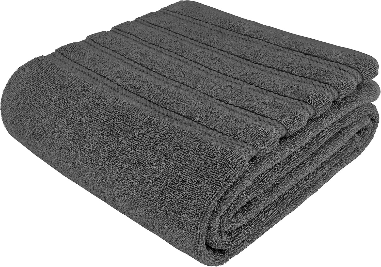 American Soft Linen 35x70 Jumbo Large Bath Towels, 600 GSM 100% Cotton Turkish Bath Sheet, Oversized Luxury Bath Towels for Bathroom Beach and Pool, Dark Gray