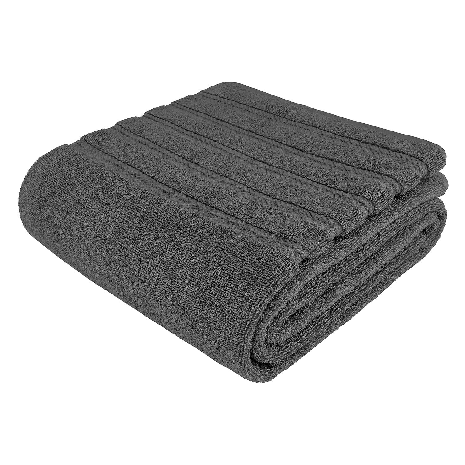 American Soft Linen 35x70 Jumbo Large Bath Towels, 600 GSM 100% Cotton Turkish Bath Sheet, Oversized Luxury Bath Towels for Bathroom Beach and Pool, Dark Gray