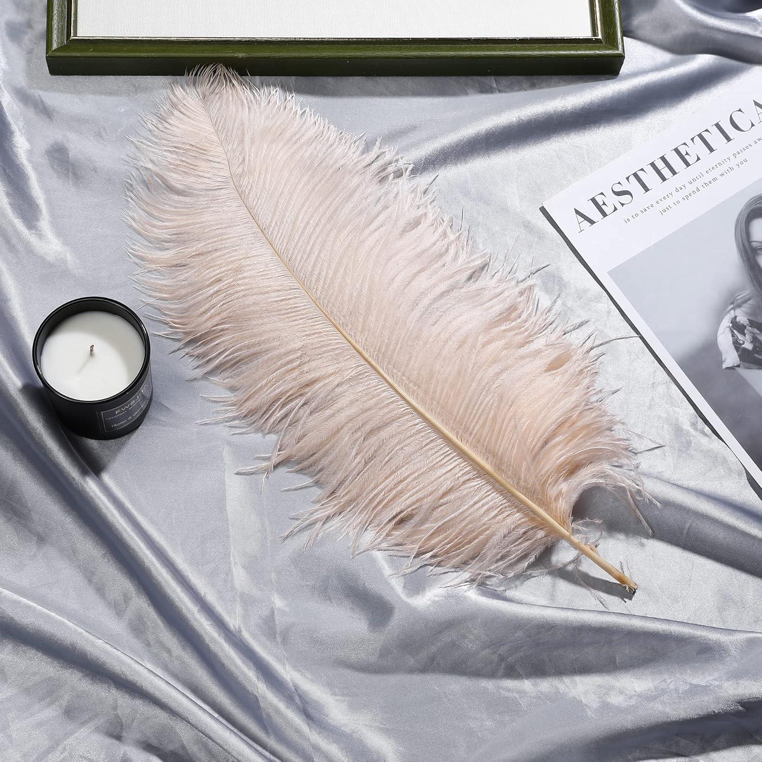 Larryhot Yellow Big Ostrich Feathers - 10pcs 16-18 inch for Vase,Wedding Centerpieces and Carnival Party(Yellow)