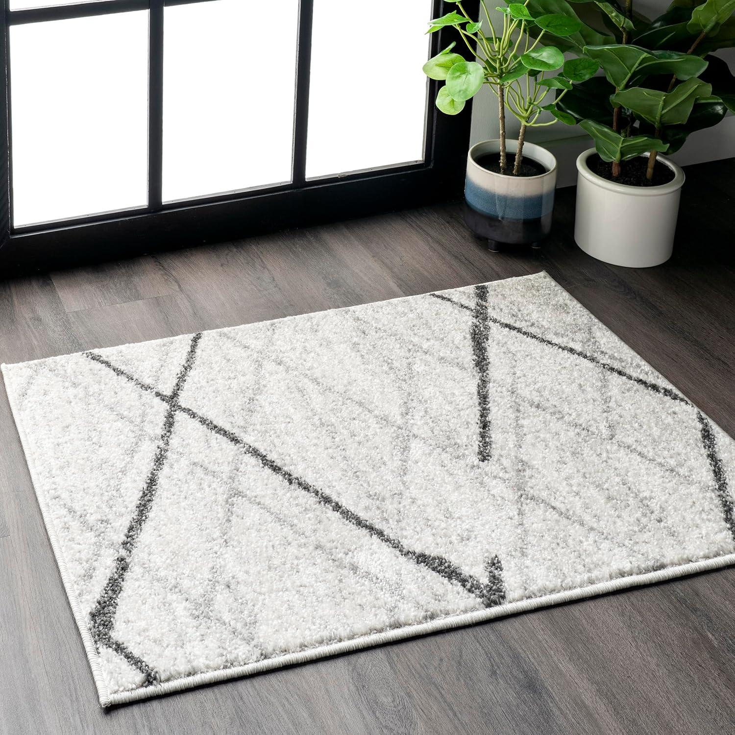 Gray 8' x 10' Non-Slip Stain-Resistant Synthetic Rug