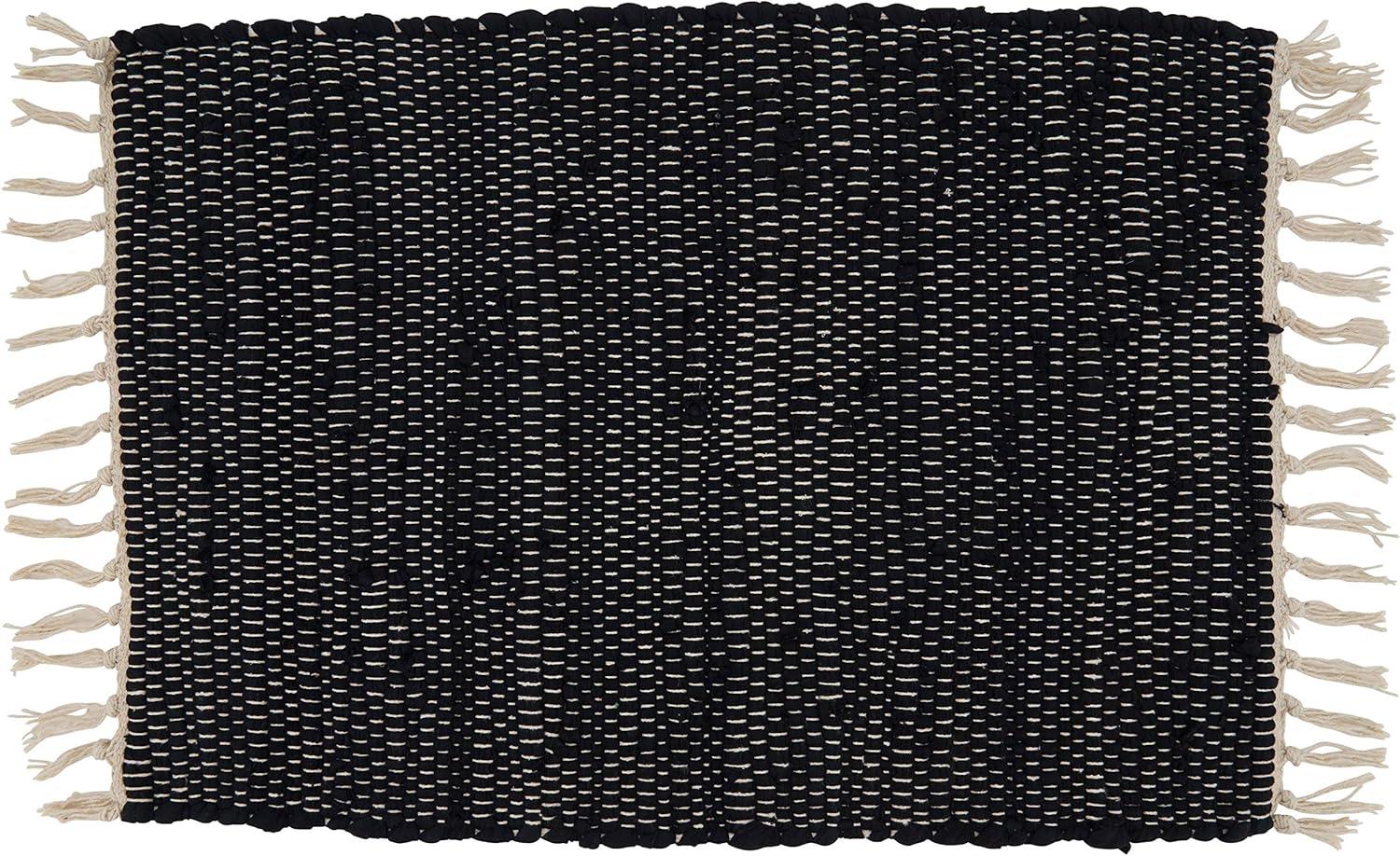 Black and Off-White Cotton Chindi Design Placemats Set of 4