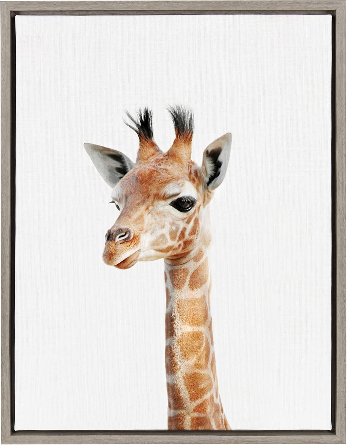 18" x 24" Sylvie Baby Giraffe Framed Canvas by Amy Peterson - Kate and Laurel