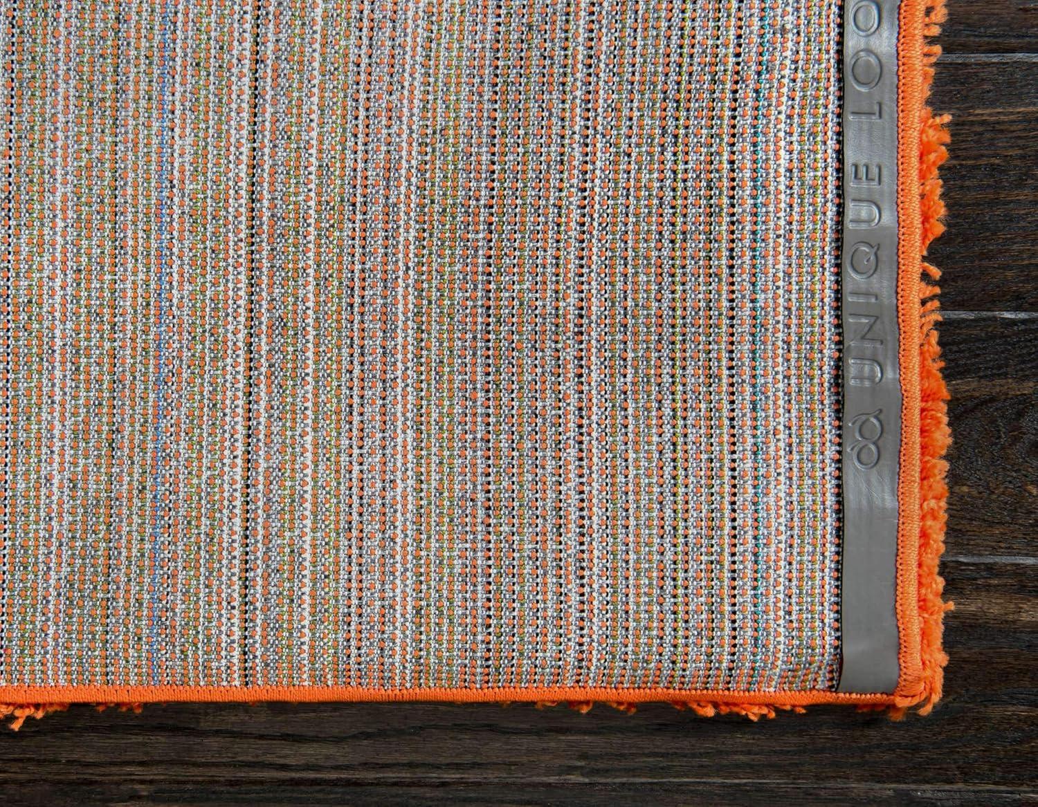 Unique Loom 4' 1 x 6' 1 Solid Shag Tiger Orange Area Rug