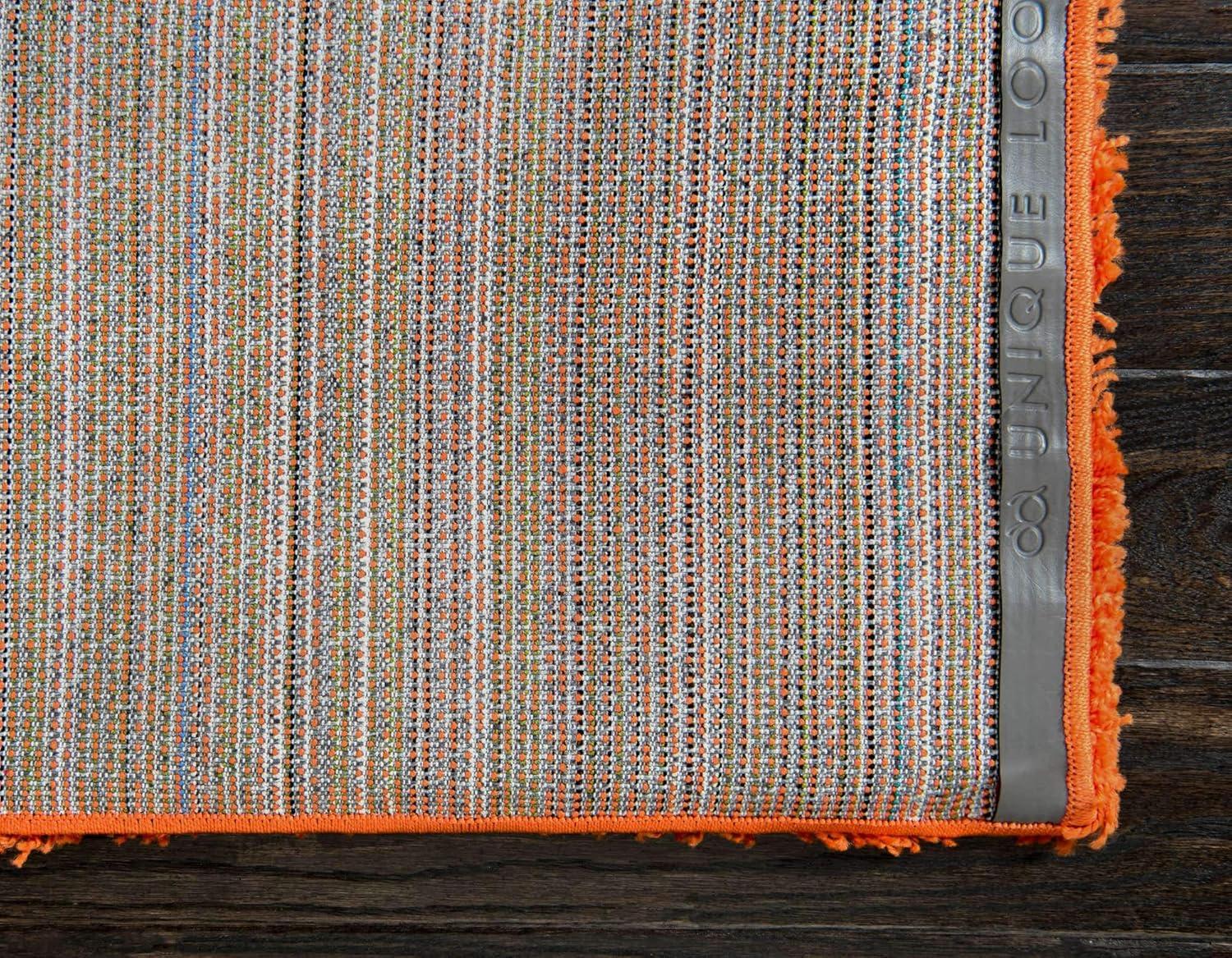 Unique Loom 2' 2 x 3' 1 Solid Shag Tiger Orange Area Rug