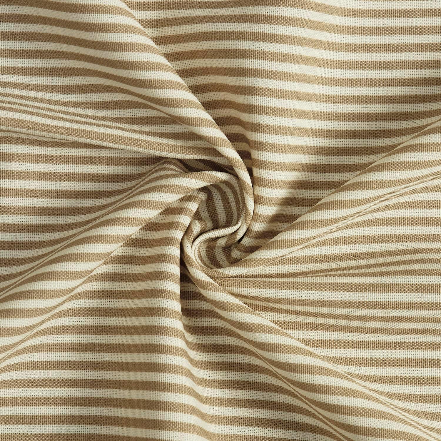 HPD Half Price Drapes Villanova Striped Grommet Outdoor Curtains for Patio (1 Panel) - UV & Water Resistant Light Filtering 200 GSM Polyester Curtains - 50W x 84L, Coastal Beige Thin Stripe