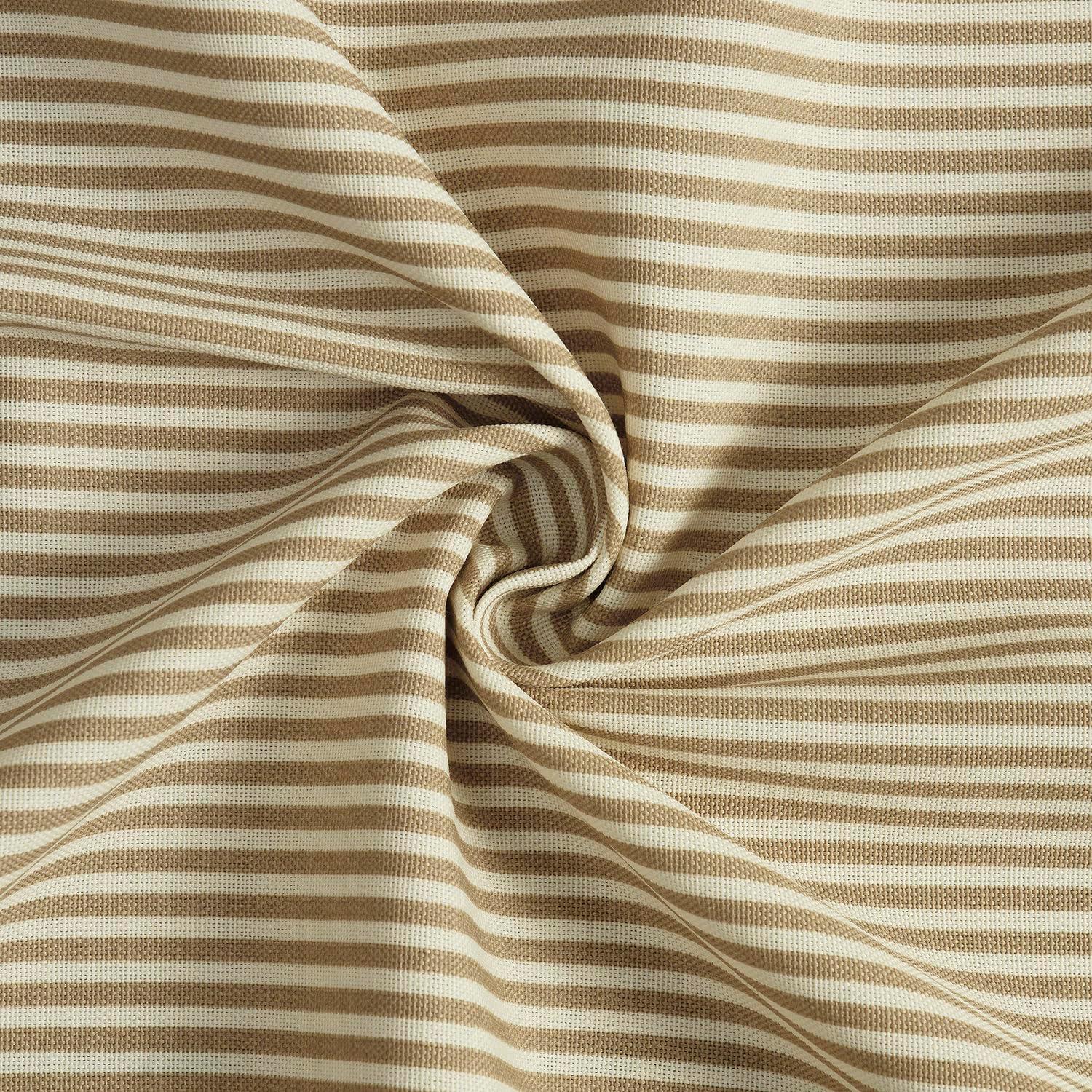 HPD Half Price Drapes Villanova Striped Grommet Outdoor Curtains for Patio (1 Panel) - UV & Water Resistant Light Filtering 200 GSM Polyester Curtains - 50W x 84L, Coastal Beige Thin Stripe