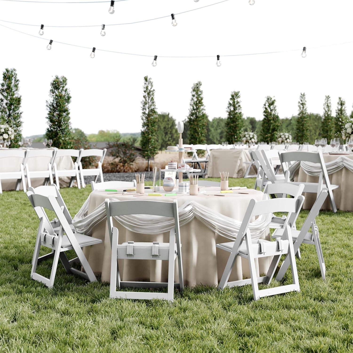 Flash Furniture Kids Folding Chairs with Padded Seats | Set of 2 White Resin Folding Chair with Vinyl Padded Seat for Kids