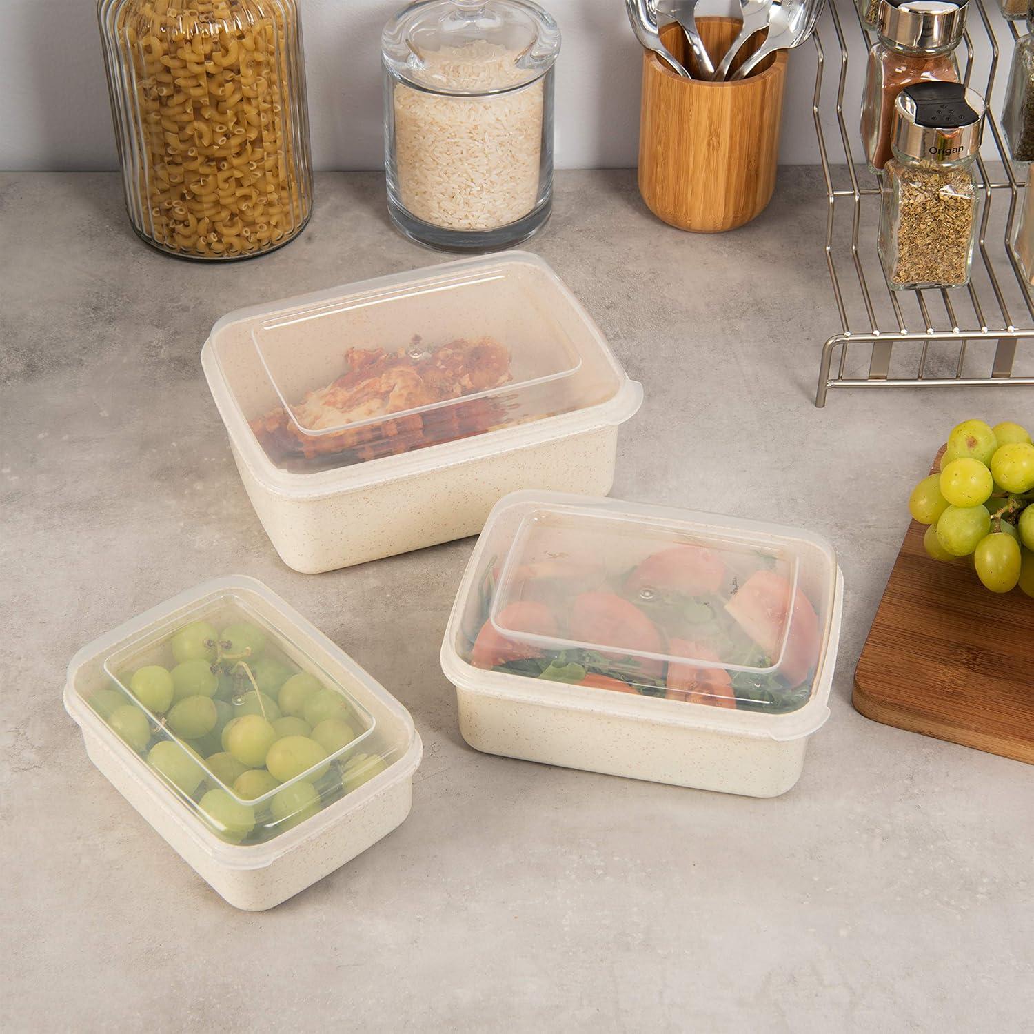 Simplify 6 Piece Natural Plastic Food Storage Containers, Beige